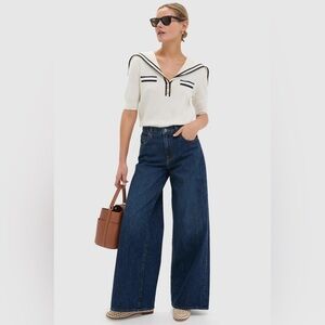 Tuckernuck | Ivory and Navy Cashmere Sailor Sweater size Small